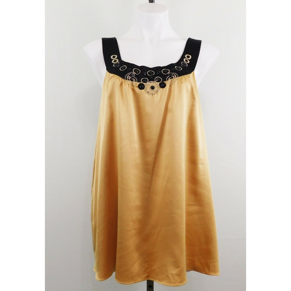 Sunny Taylor Women‎ Shirt, Size M, Gold, 97% Polyester, 3% Spandex